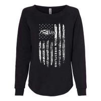 American Flag Wrestling Apparel  Vintage Wrestler Wrestling  Womens California Wash Sweatshirt