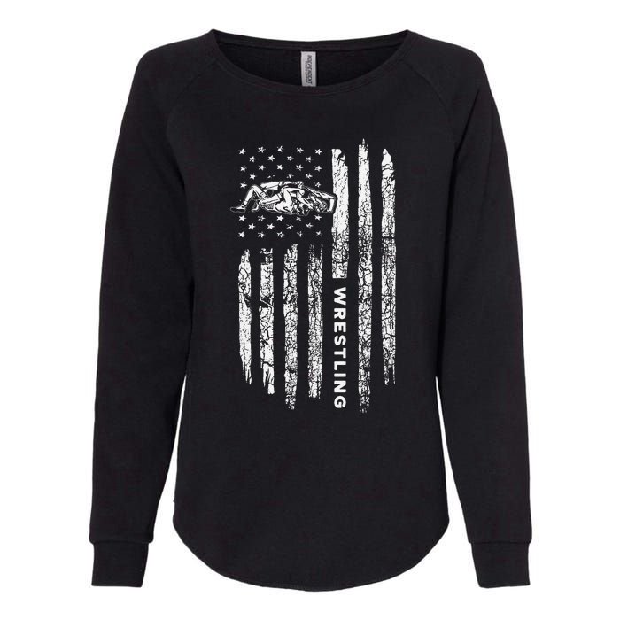 American Flag Wrestling Apparel  Vintage Wrestler Wrestling  Womens California Wash Sweatshirt