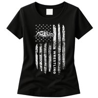 American Flag Wrestling Apparel  Vintage Wrestler Wrestling  Women's T-Shirt