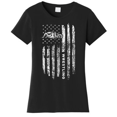 American Flag Wrestling Apparel  Vintage Wrestler Wrestling  Women's T-Shirt