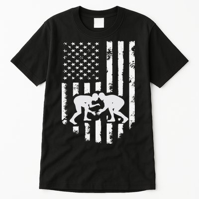 American Flag Wrestling Hoodie Distressed Wrestle Gift Tee Tall T-Shirt