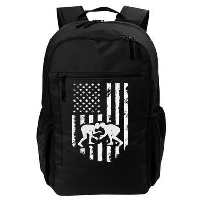 American Flag Wrestling Hoodie Distressed Wrestle Gift Tee Backpack