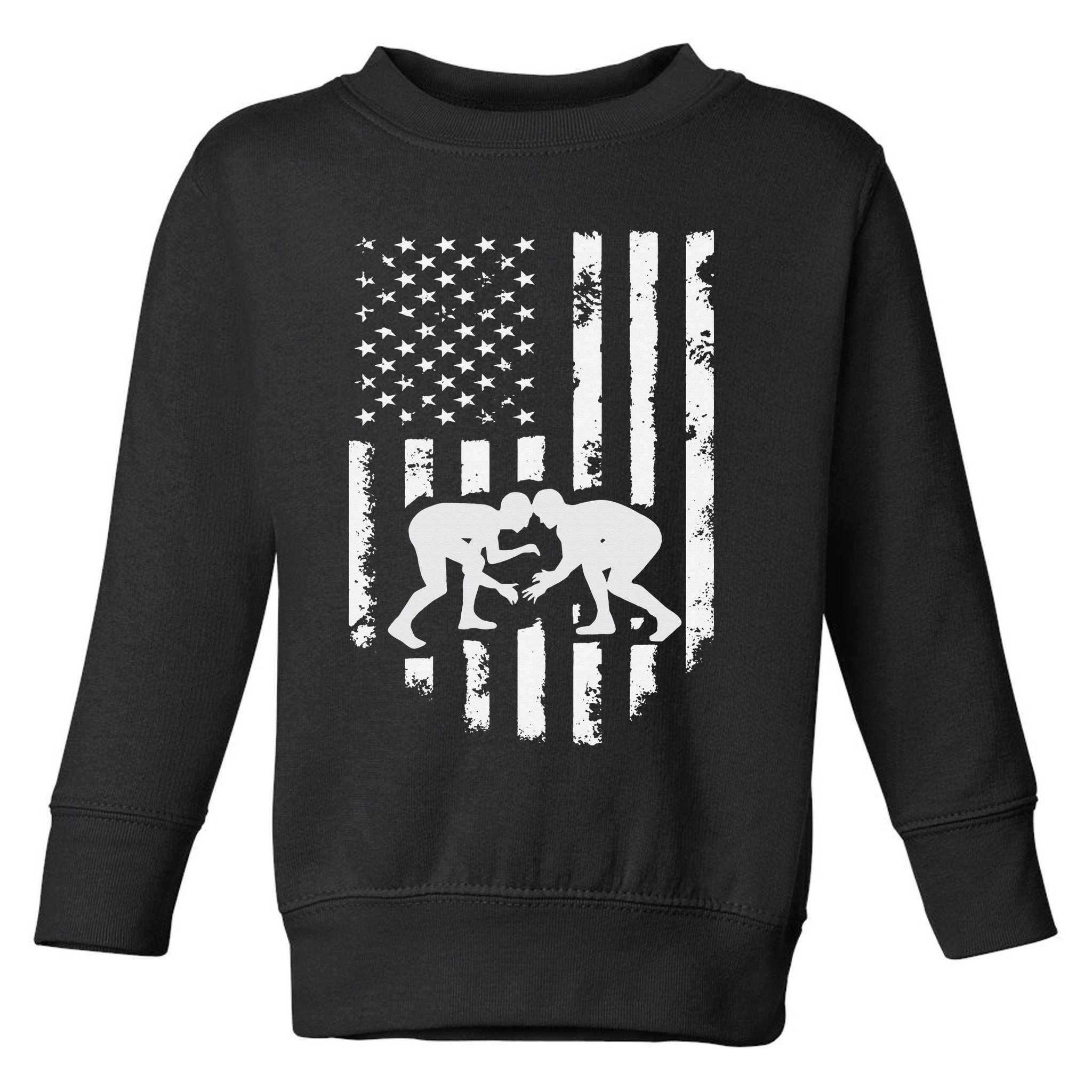 American Flag Wrestling Hoodie Distressed Wrestle Gift Tee Toddler Sweatshirt