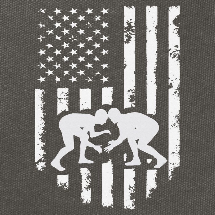 American Flag Wrestling Hoodie Distressed Wrestle Gift Tee Cotton Canvas Backpack