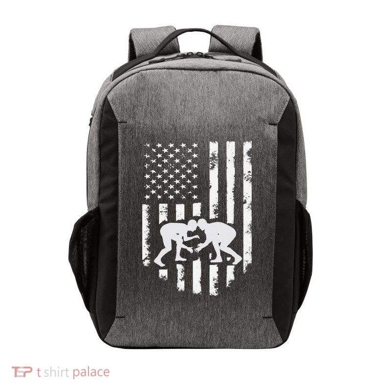 American Flag Wrestling Hoodie Distressed Wrestle Gift Tee Vector Backpack