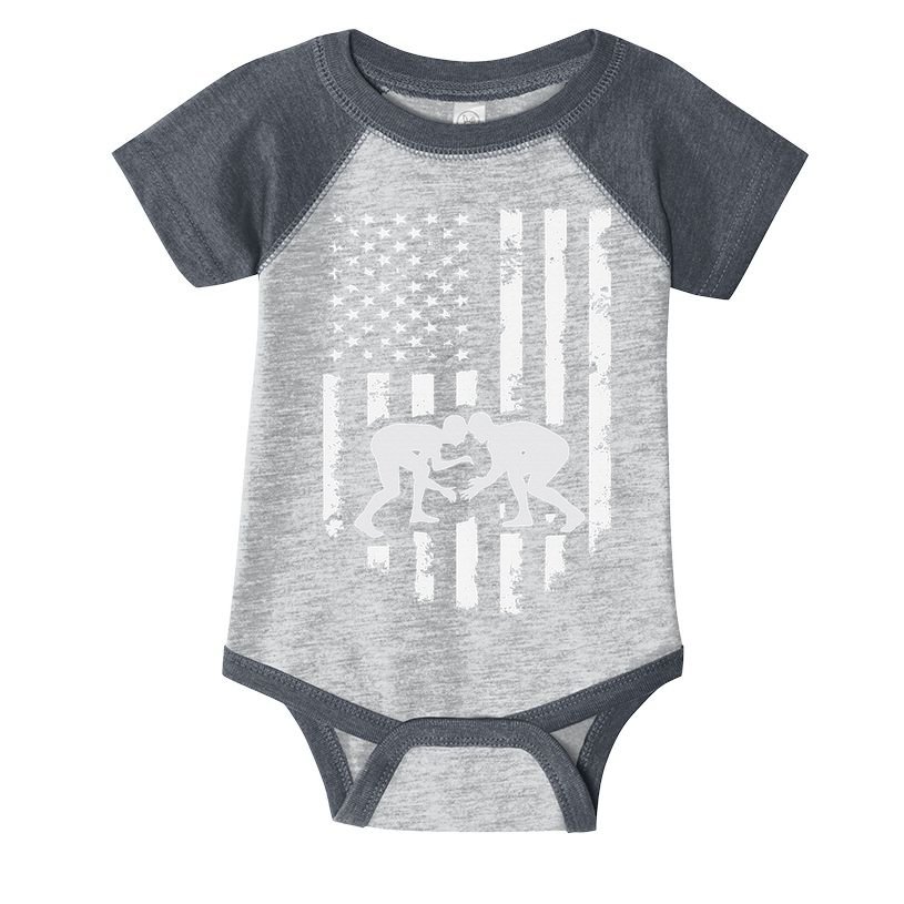 American Flag Wrestling Hoodie Distressed Wrestle Gift Tee Infant Baby Jersey Bodysuit