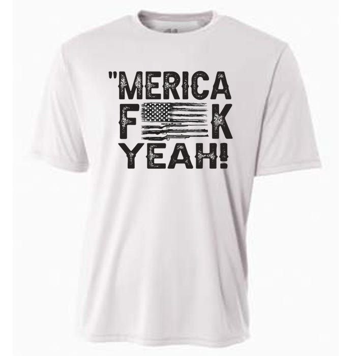 America Fuck Yeah Usa Gun Flag Novelty 4th Of July Cooling Performance Crew T-Shirt