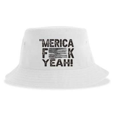 America Fuck Yeah Usa Gun Flag Novelty 4th Of July Sustainable Bucket Hat