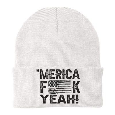 America Fuck Yeah Usa Gun Flag Novelty 4th Of July Knit Cap Winter Beanie