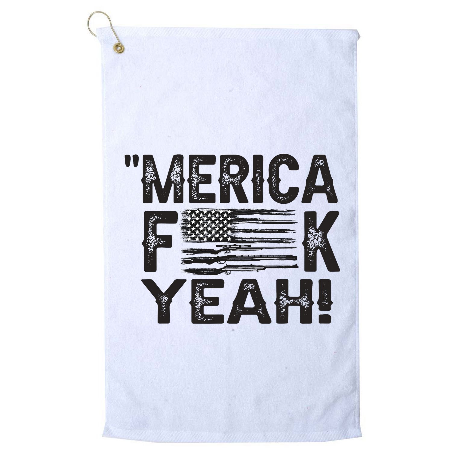 America Fuck Yeah Usa Gun Flag Novelty 4th Of July Golf Towel