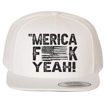 America Fuck Yeah Usa Gun Flag Novelty 4th Of July Wool Snapback Cap