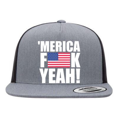 America Fuck Yeah Fourth 4th Of July Flat Bill Trucker Hat