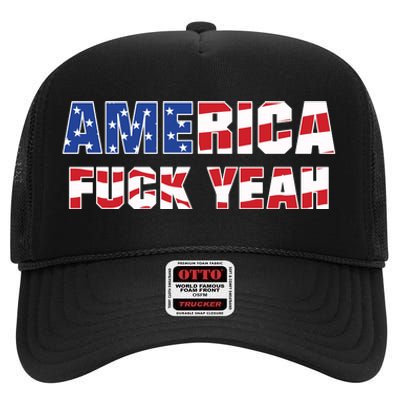 America Fuck Yeah High Crown Mesh Back Trucker Hat