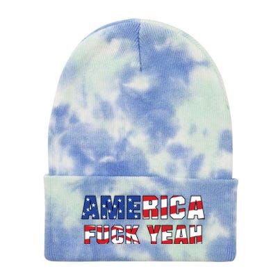 America Fuck Yeah Tie Dye 12in Knit Beanie