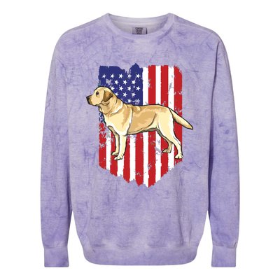 American Flag Yellow Labrador Retriever 4th Of July USA Colorblast Crewneck Sweatshirt