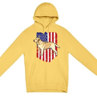 American Flag Yellow Labrador Retriever 4th Of July USA Premium Pullover Hoodie