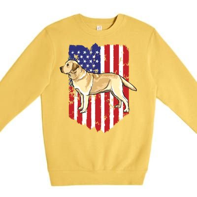 American Flag Yellow Labrador Retriever 4th Of July USA Premium Crewneck Sweatshirt