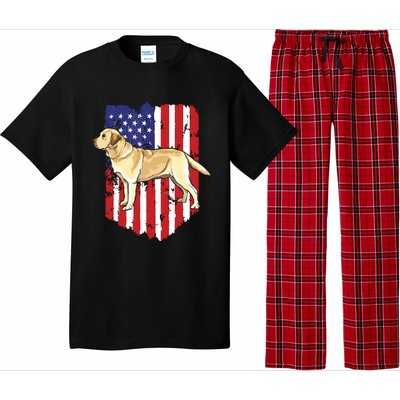 American Flag Yellow Labrador Retriever 4th Of July USA Pajama Set