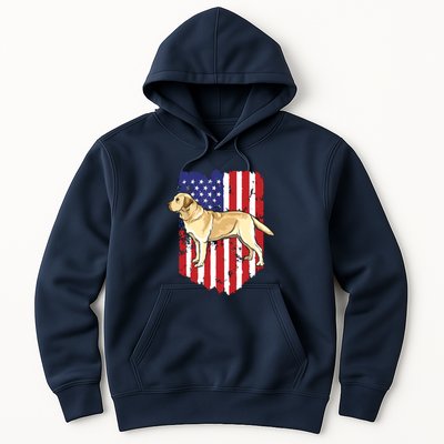 American Flag Yellow Labrador Retriever 4th Of July USA Hoodie