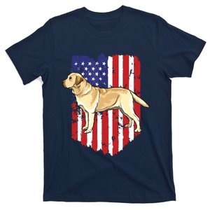 American Flag Yellow Labrador Retriever 4th Of July USA T-Shirt