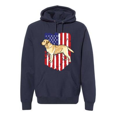 American Flag Yellow Labrador Retriever 4th Of July USA Premium Hoodie