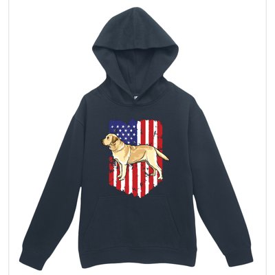 American Flag Yellow Labrador Retriever 4th Of July USA Urban Pullover Hoodie