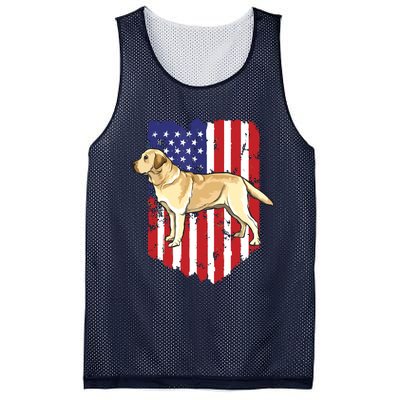 American Flag Yellow Labrador Retriever 4th Of July USA Mesh Reversible Basketball Jersey Tank