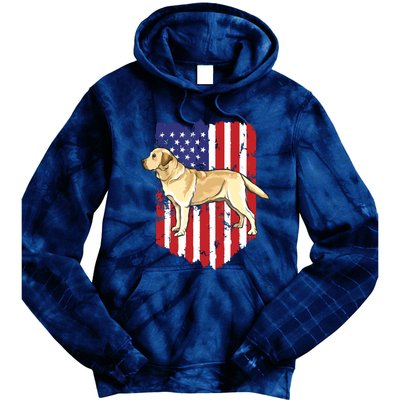 American Flag Yellow Labrador Retriever 4th Of July USA Tie Dye Hoodie