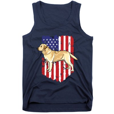 American Flag Yellow Labrador Retriever 4th Of July USA Tank Top