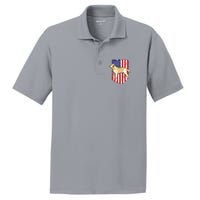 American Flag Yellow Labrador Retriever 4th Of July USA PosiCharge RacerMesh Polo