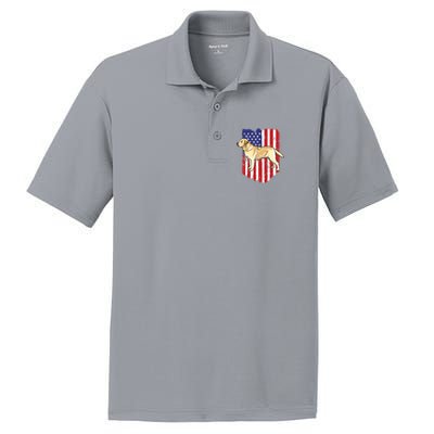 American Flag Yellow Labrador Retriever 4th Of July USA PosiCharge RacerMesh Polo