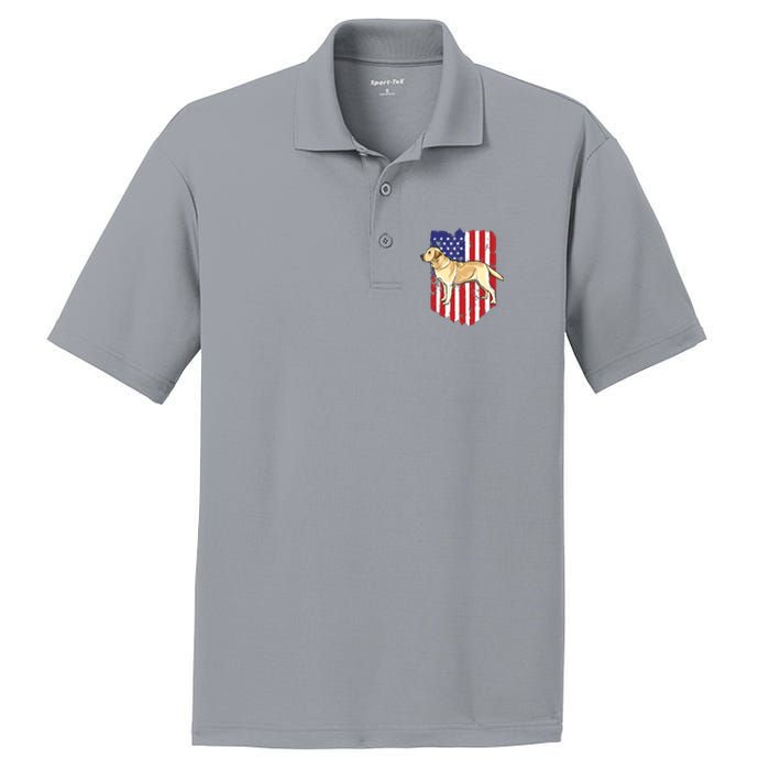 American Flag Yellow Labrador Retriever 4th Of July USA PosiCharge RacerMesh Polo