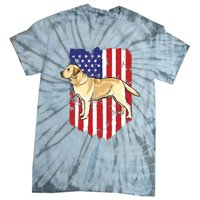 American Flag Yellow Labrador Retriever 4th Of July USA Tie-Dye T-Shirt