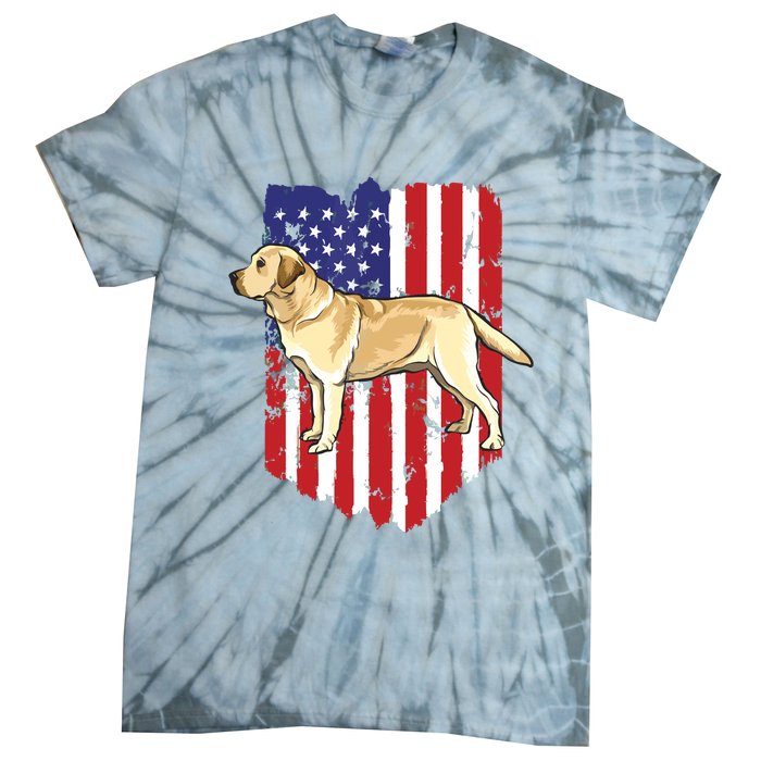 American Flag Yellow Labrador Retriever 4th Of July USA Tie-Dye T-Shirt