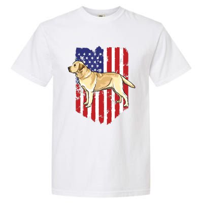 American Flag Yellow Labrador Retriever 4th Of July USA Garment-Dyed Heavyweight T-Shirt