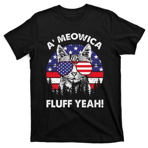 A'meowica Fluff Yeah Patriotic American 4th Of July T-Shirt