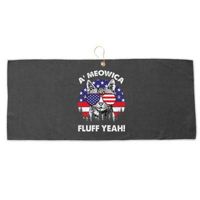 A'meowica Fluff Yeah Patriotic American 4th Of July Large Microfiber Waffle Golf Towel