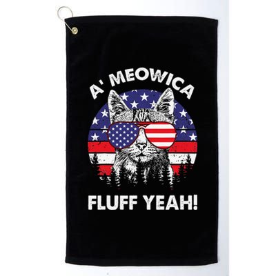 A'meowica Fluff Yeah Patriotic American 4th Of July Platinum Collection Golf Towel