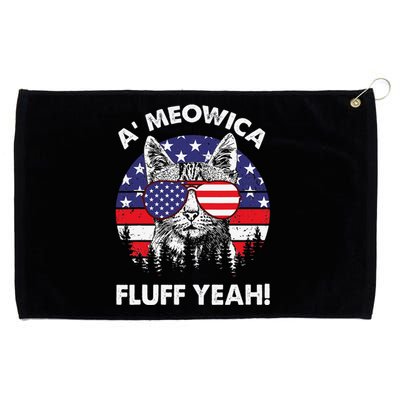 A'meowica Fluff Yeah Patriotic American 4th Of July Grommeted Golf Towel