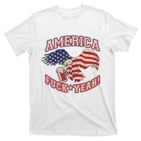 America Fuck Yeah Bald Eagle Beer 4th Of July Vintage T-Shirt