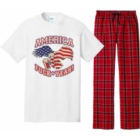 America Fuck Yeah Bald Eagle Beer 4th Of July Vintage Pajama Set