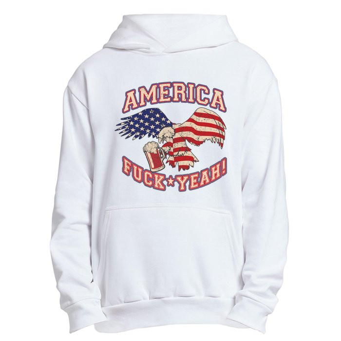 America Fuck Yeah Bald Eagle Beer 4th Of July Vintage Urban Pullover Hoodie