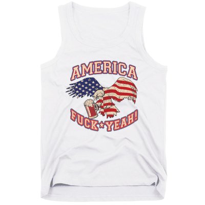 America Fuck Yeah Bald Eagle Beer 4th Of July Vintage Tank Top