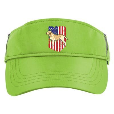 American Flag Yellow Labrador Retriever 4th Of July USA Adult Drive Performance Visor