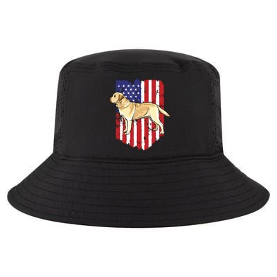 American Flag Yellow Labrador Retriever 4th Of July USA Cool Comfort Performance Bucket Hat