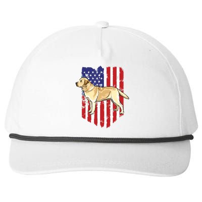 American Flag Yellow Labrador Retriever 4th Of July USA Snapback Five-Panel Rope Hat