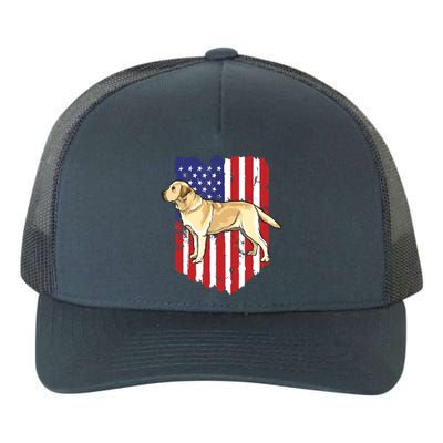 American Flag Yellow Labrador Retriever 4th Of July USA Yupoong Adult 5-Panel Trucker Hat