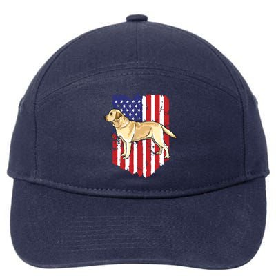 American Flag Yellow Labrador Retriever 4th Of July USA 7-Panel Snapback Hat