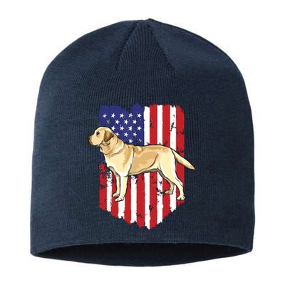 American Flag Yellow Labrador Retriever 4th Of July USA Sustainable Beanie