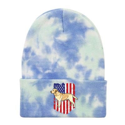 American Flag Yellow Labrador Retriever 4th Of July USA Tie Dye 12in Knit Beanie